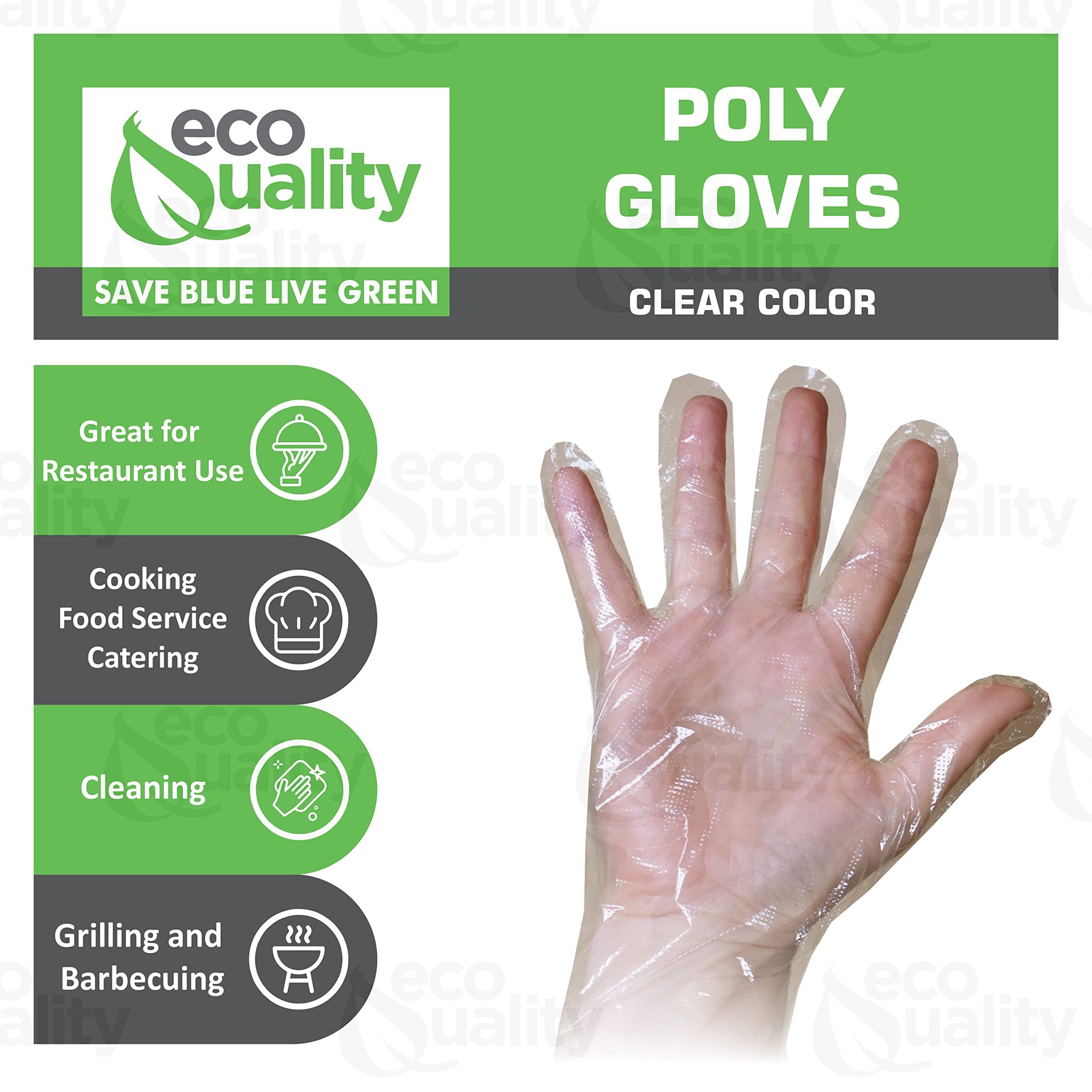 EcoQuality Disposable Food Preparation Poly Gloves 2500 Count - One Size Fits All BPA FREE - Food Grade PE Disposable Gloves Latex & Powder Free (5