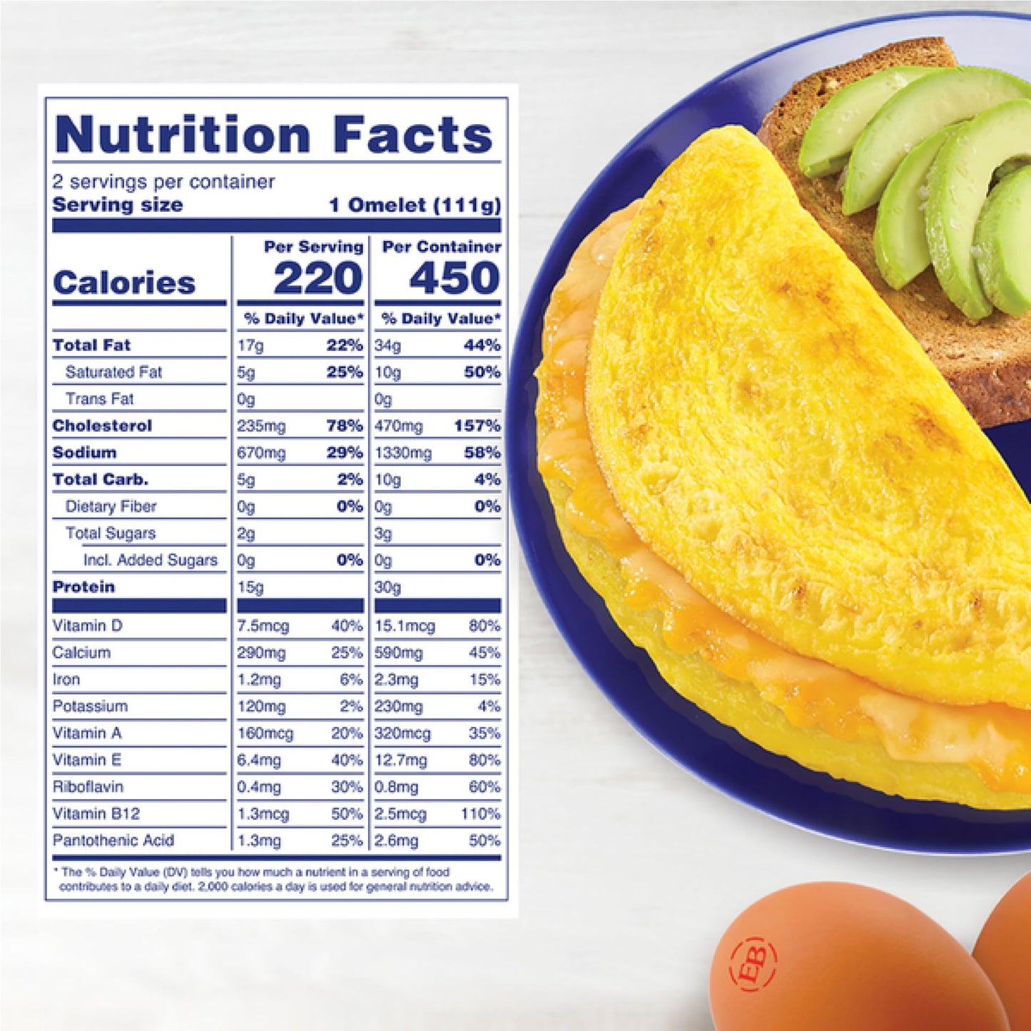 Salutem Vita - Three Cheese Omelets, Gourmet Breakfast Gift Set - Pack of 4