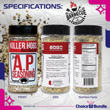 Killer Hogs AP Seasoning All Purpose Premium Barbecue Rub 3 pk (42 oz) + BBQ Guide & Bottle Opener (5 Items)!