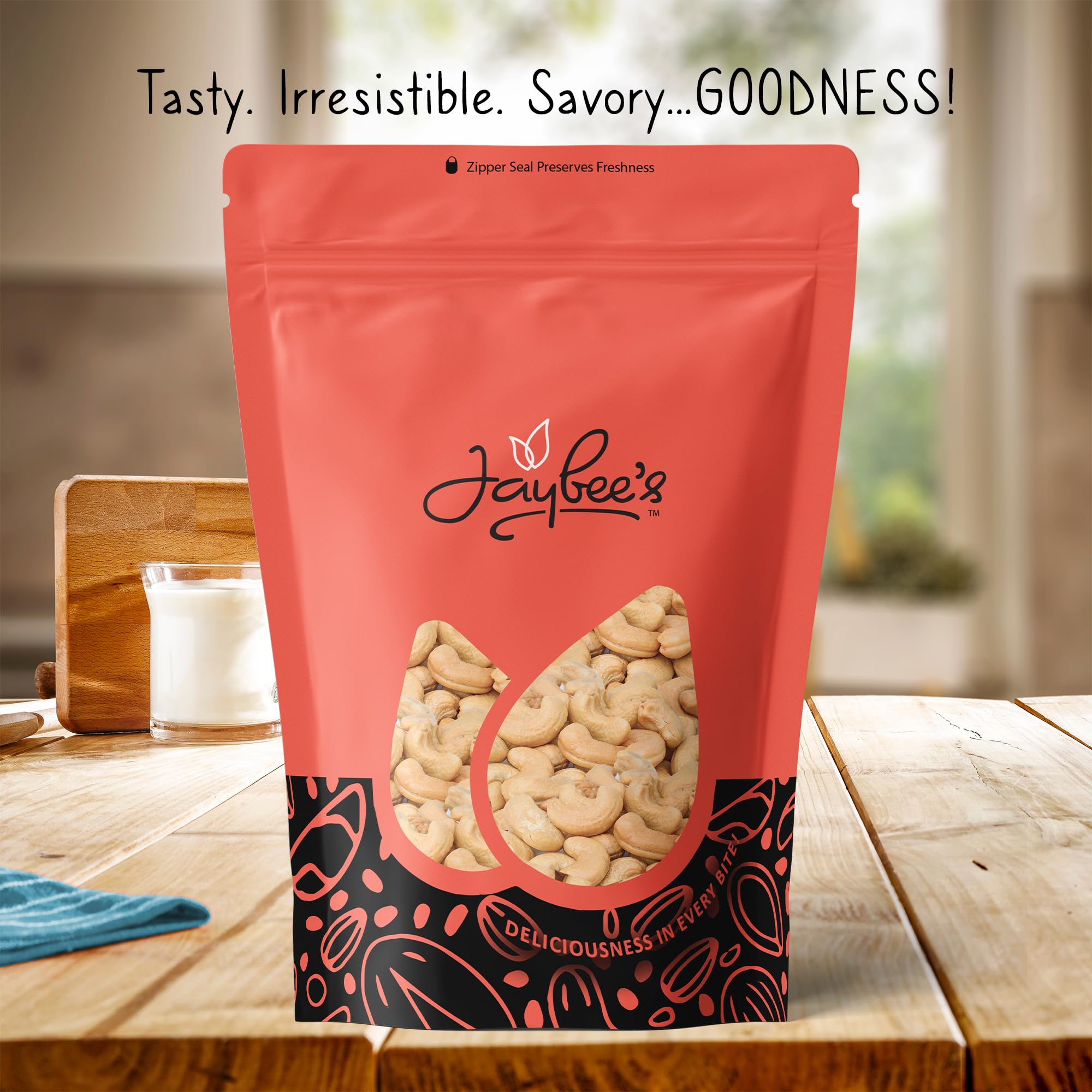 Raw Whole Cashews 5 Lbs Bulk Resealable Bag - Natural Unsalted Cashew Nuts - Vegan & Keto Friendly Snack for Cooking, Baking & Snacking by Jaybee's