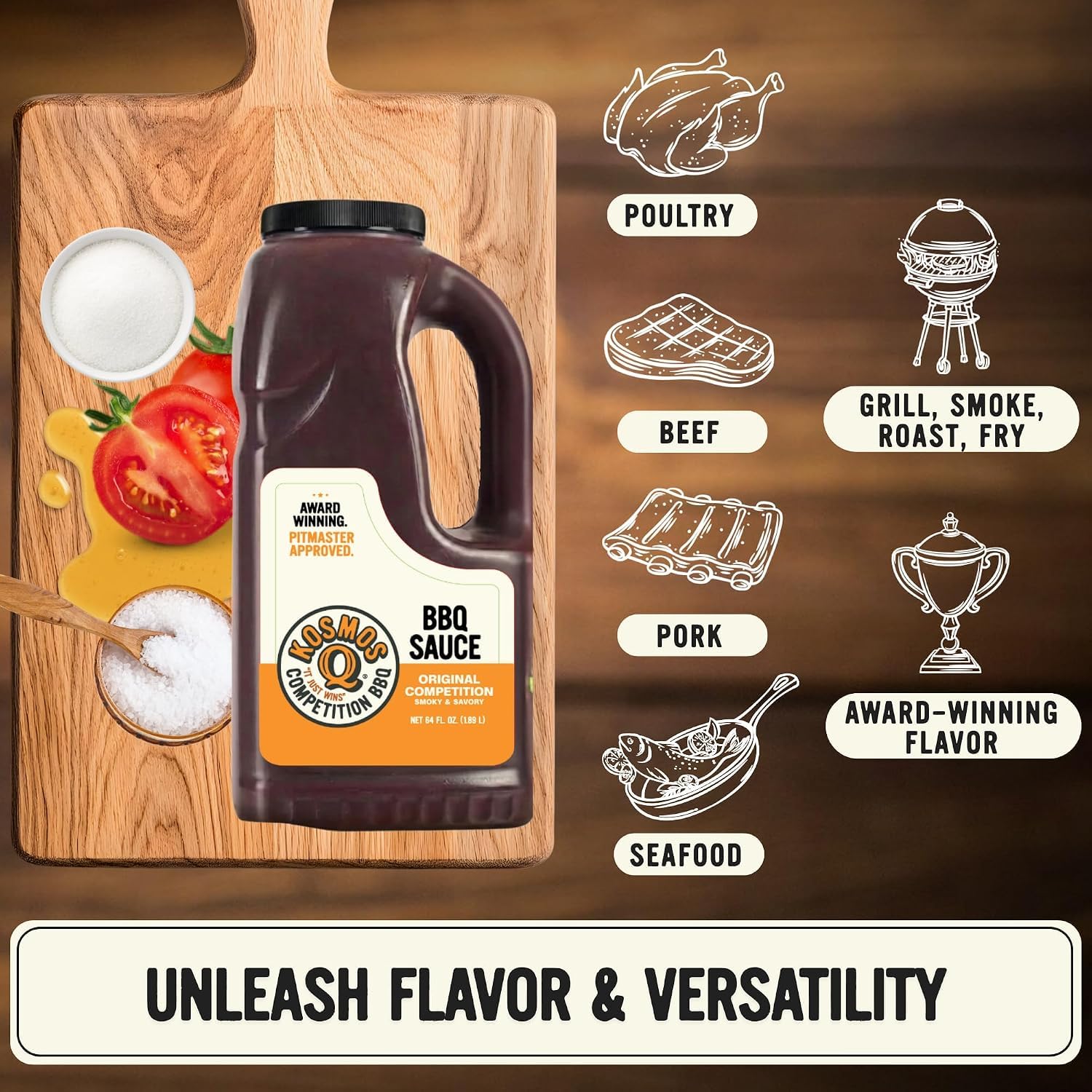 Kosmos Q Original New Competition BBQ Sauce, Sweet and Smoky Barbecue Sauce for Ribs, Pulled Pork, Brisket, Chicken & More, Award-Winning Competition