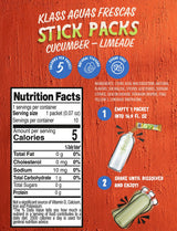 Klass Aguas Frescas, Powdered Drink Mix, 40 Singles Zero Sugar & Caffeine-Free Powder Packets, Water Drink Mix, Flavor: Cucumber Limeade - 5 Calories
