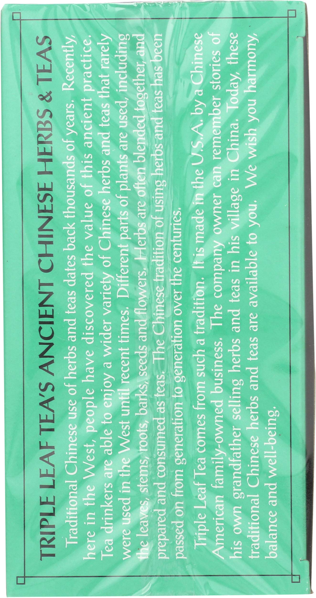 Triple Leaf Jasmine Green Tea - 20 bags per pack - 6 packs per case.