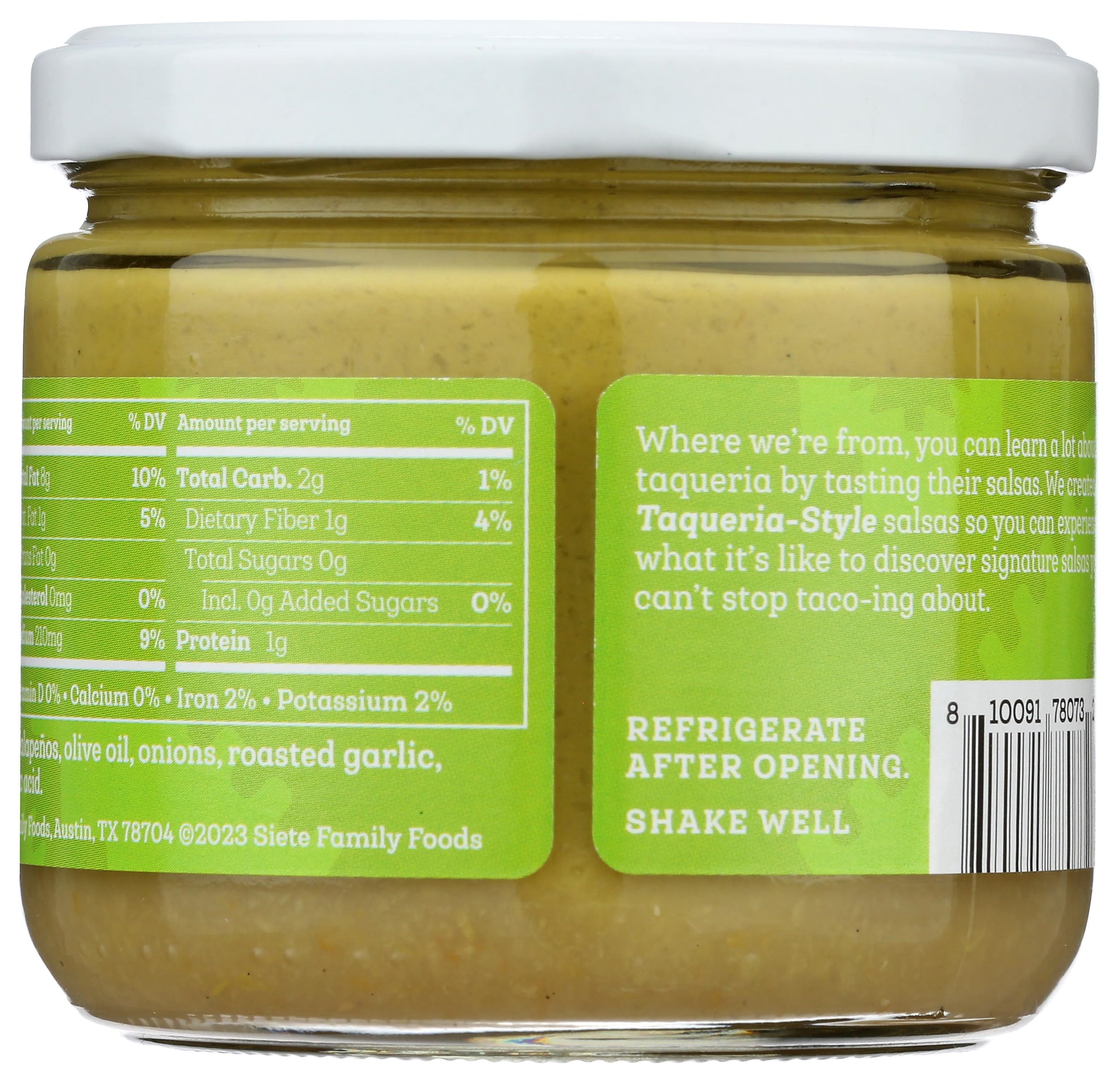 Siete Family Foods Creamy Jalapeno Salsa, 10.5 Ounce
