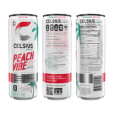 CELSIUS Sparkling Peach Vibe, Functional Essential Energy Drink 12 Fl Oz (Pack of 4)