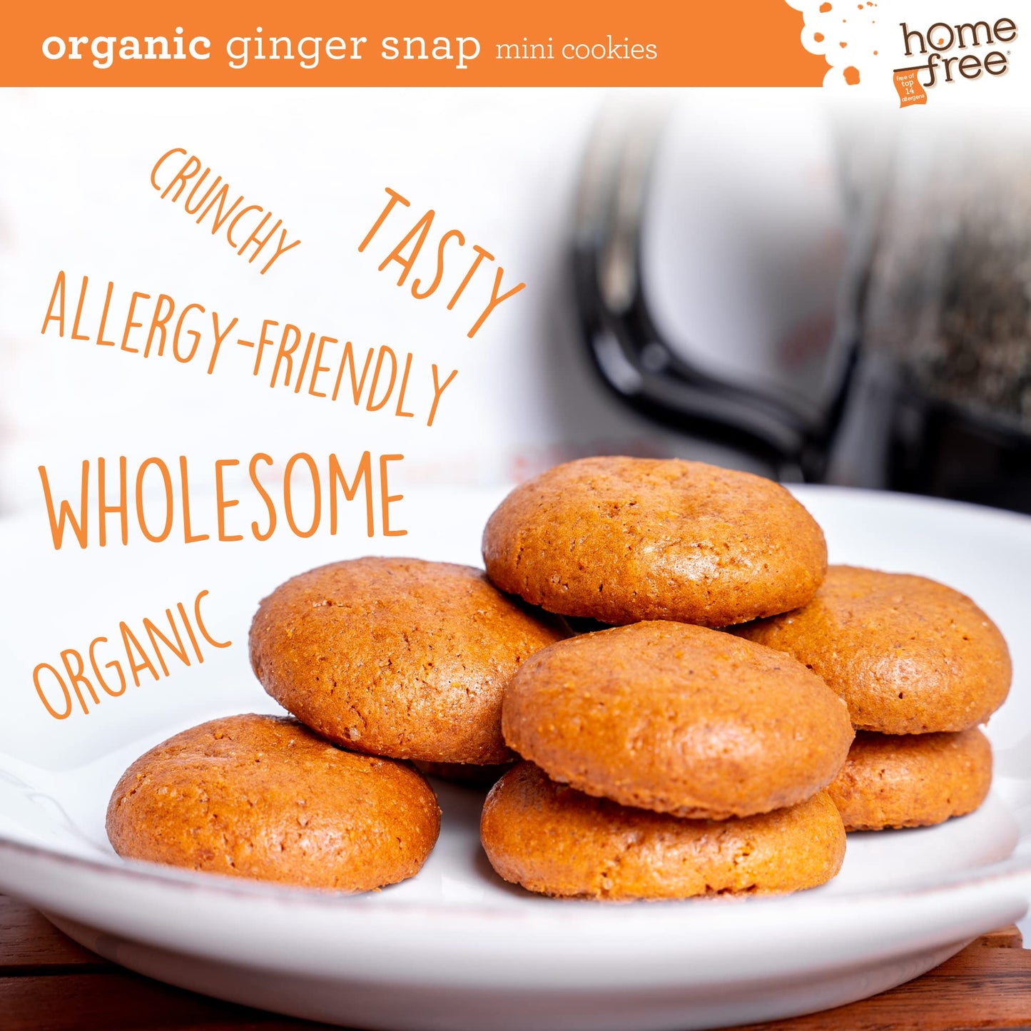 Homefree Treats You Can Trust Organic Ginger Snap Cookies, Gluten Free, Nut Free, 3x 1LB bags