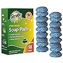 18 Pack Steel Wool Soap Pads by SCRUBIT - Metal Scouring Cooktop Cleaning Pads Used for Dishes, Pots, Pans, and Ovens - Pre-Soaped for Easy Cleaning
