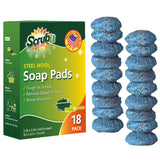 18 Pack Steel Wool Soap Pads by SCRUBIT - Metal Scouring Cooktop Cleaning Pads Used for Dishes, Pots, Pans, and Ovens - Pre-Soaped for Easy Cleaning