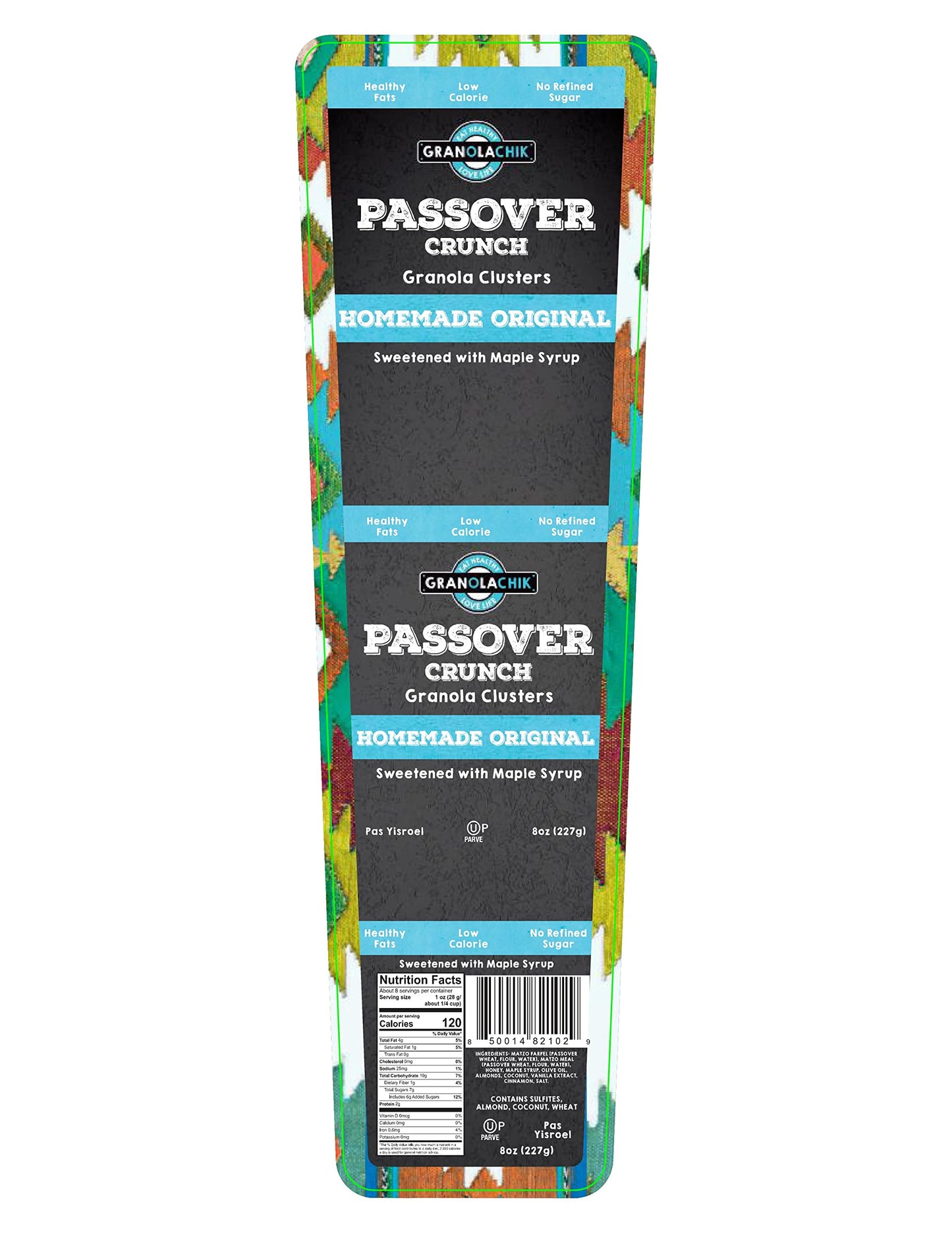 Granolachik Artisanal Granola Bark, Vegan, No Refined Sugars Maple Syrup Sweetened, 8oz (Passover Crunch, 1 Pack)
