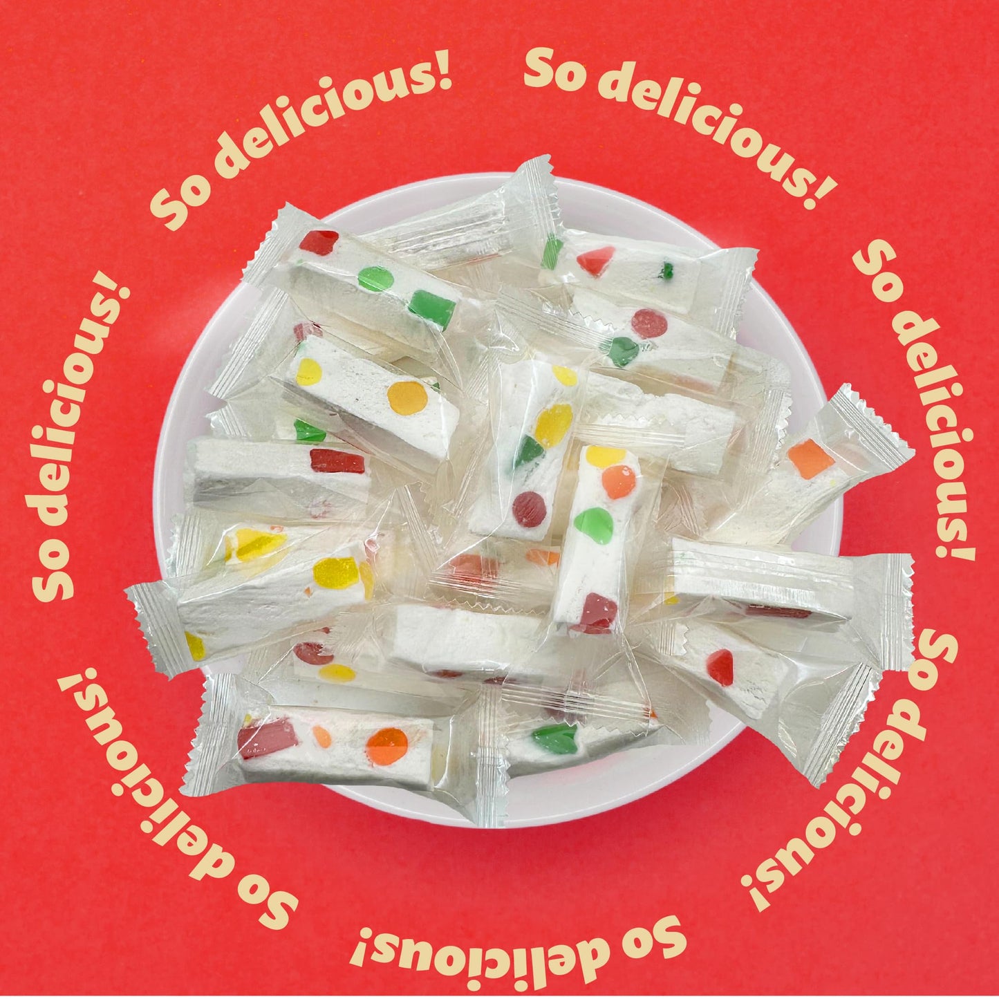 Jujube Nougat Candy | 30 Count, 11-Ounce Pack | Classic Treat with Fruit Jelly Pieces | Individually Wrapped Chewy Candy for Buffets, Gifting