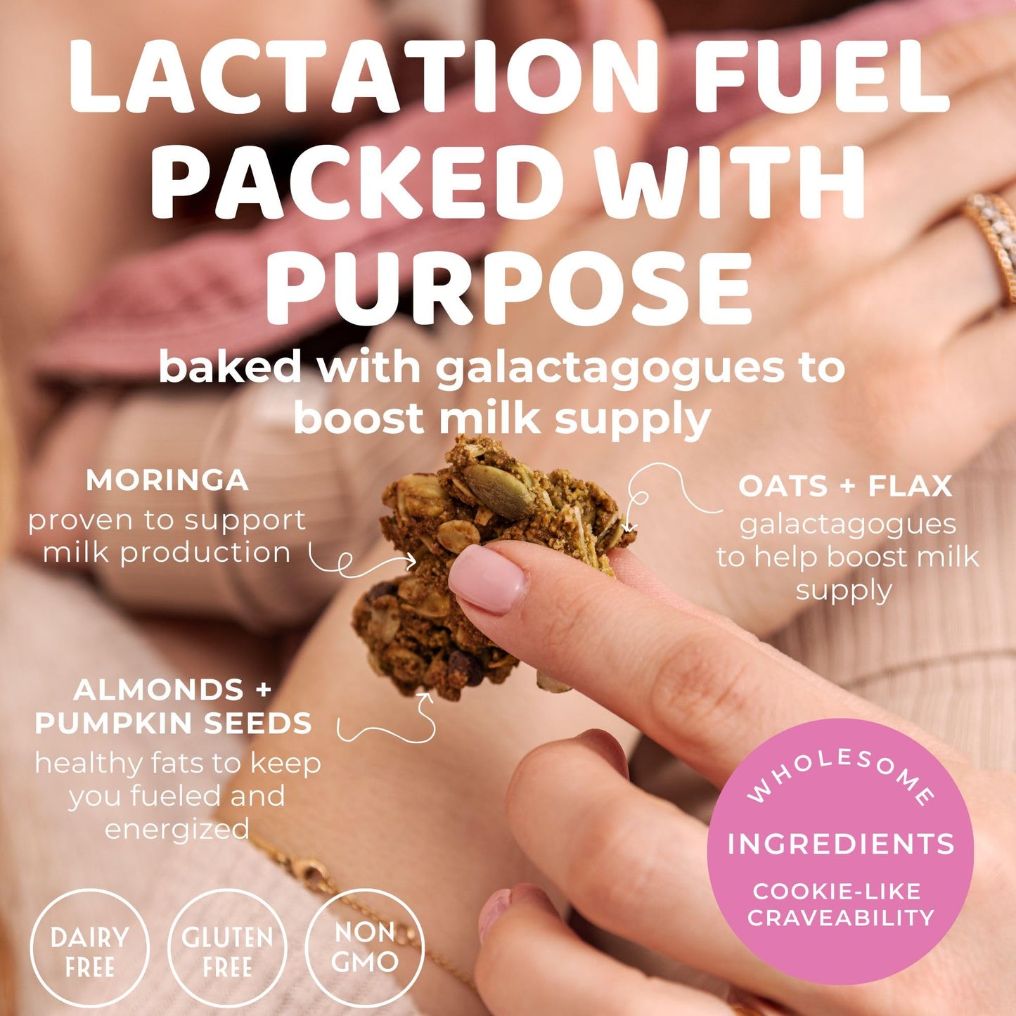 The Hampton Grocer Lacnola Lactation Granola - Galactagogue Superfood Blend with Oats, Flax, Moringa, Almonds, Pumpkin Seeds & Coconut - Increase Milk