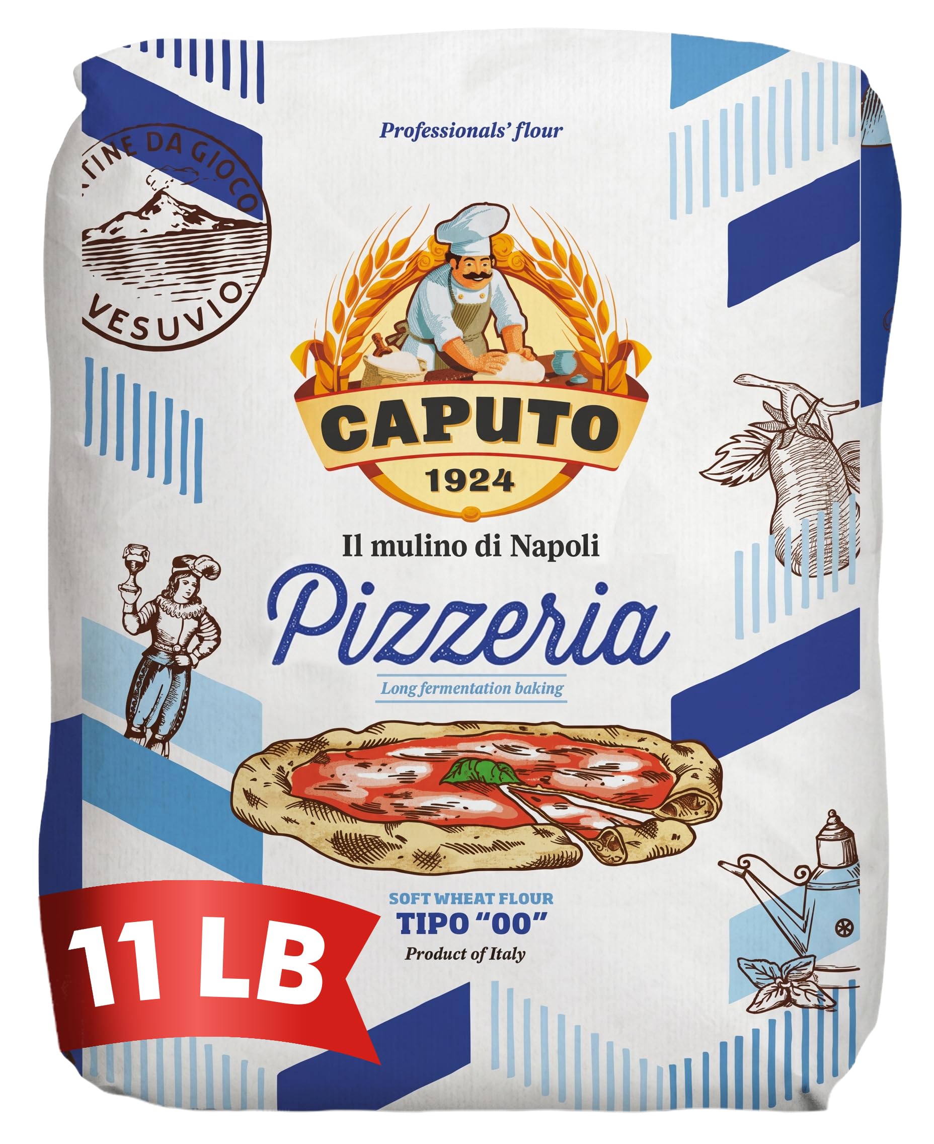 Antimo Caputo Pizzeria Flour Blue, 11 Pound (5Kg) Bag - Italian 00 Flour - Soft Wheat for Pizza Dough - Makes that Perfectly Elastic, Chewy, Crispy