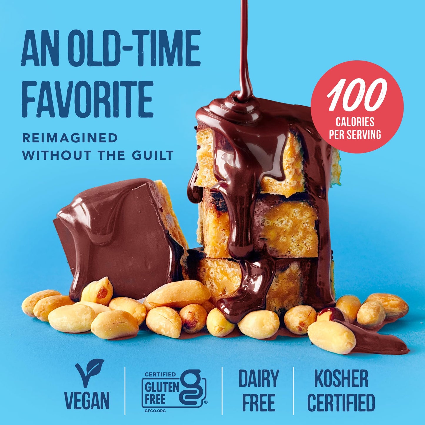 For Noshers Only - Peanut Butter Bites - Kosher Dairy Free Vegan Gluten Free Chocolate Peanut Butter Crispy Rice Treats - Vegan Dessert, Sweet Snack