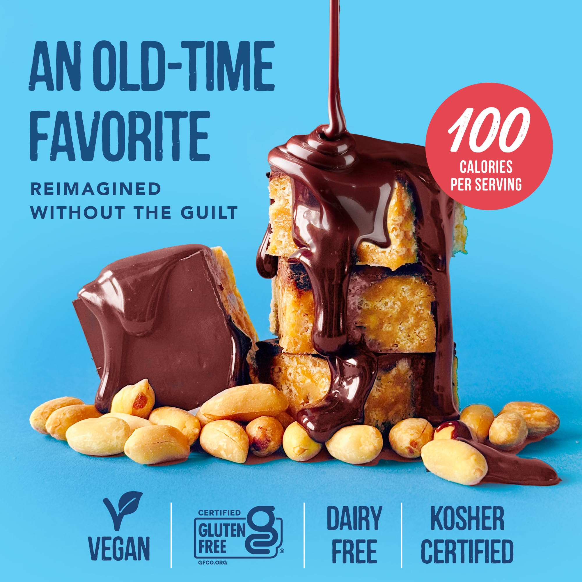 For Noshers Only - Peanut Butter Bites - Kosher Dairy Free Vegan Gluten Free Chocolate Peanut Butter Crispy Rice Treats - Vegan Dessert, Sweet Snack