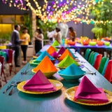 Party Essentials 2-Ply Paper Dinner Napkins, Assorted Neon Brights, 24-Count