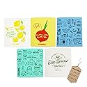 EcoJeannie (10 Pack) Eco-Friendly Reusable German Cleaning Cloth 100% Biodegradable Cellulose Sponge Cloths, Kitchen Cloths, GMO-Free, Reusable - Made
