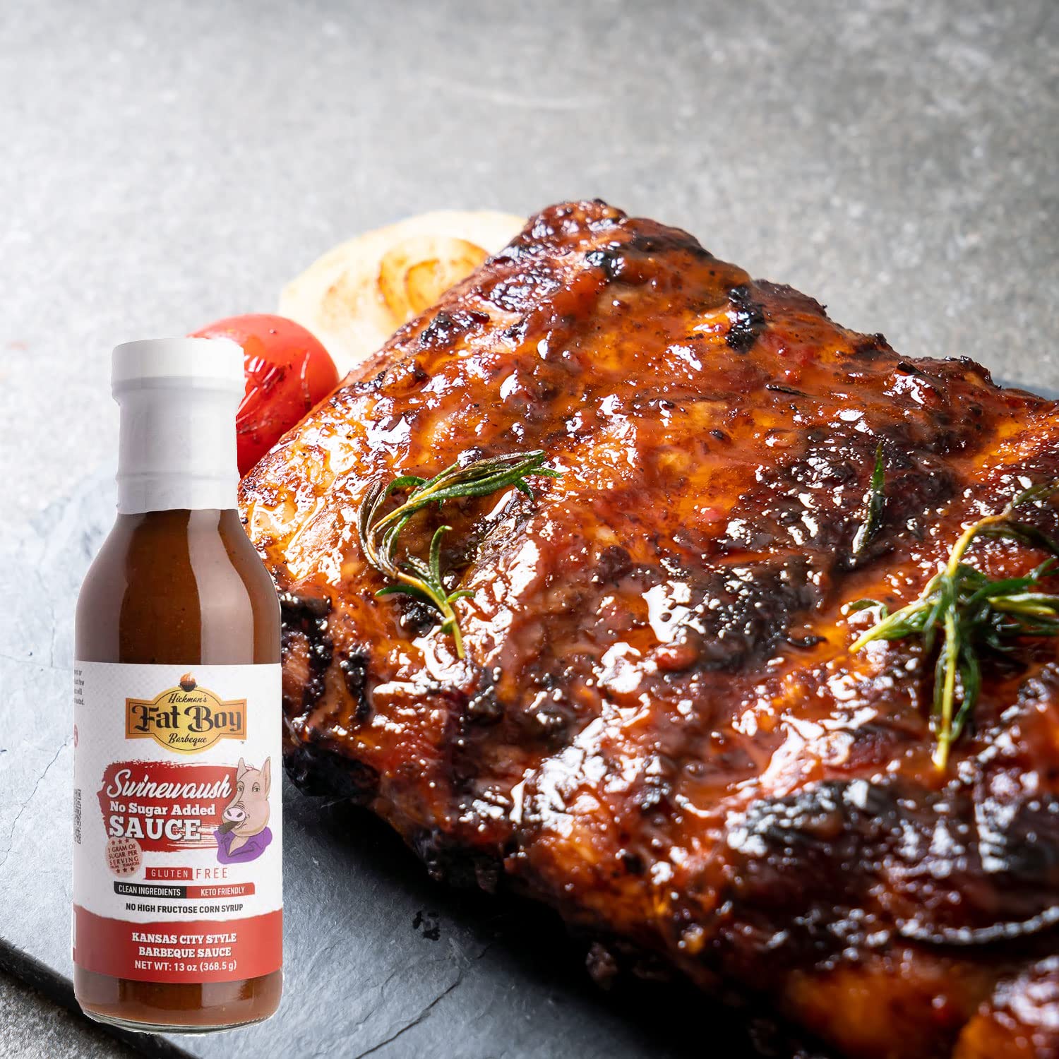 Fat Boy Natural BBQ Swinewaush Sauce PACK OF 2 - Perfect for Beef, Pork, Chicken, Pulled Pork and Ribs - Clean Ingredients, Gluten Free, Keto
