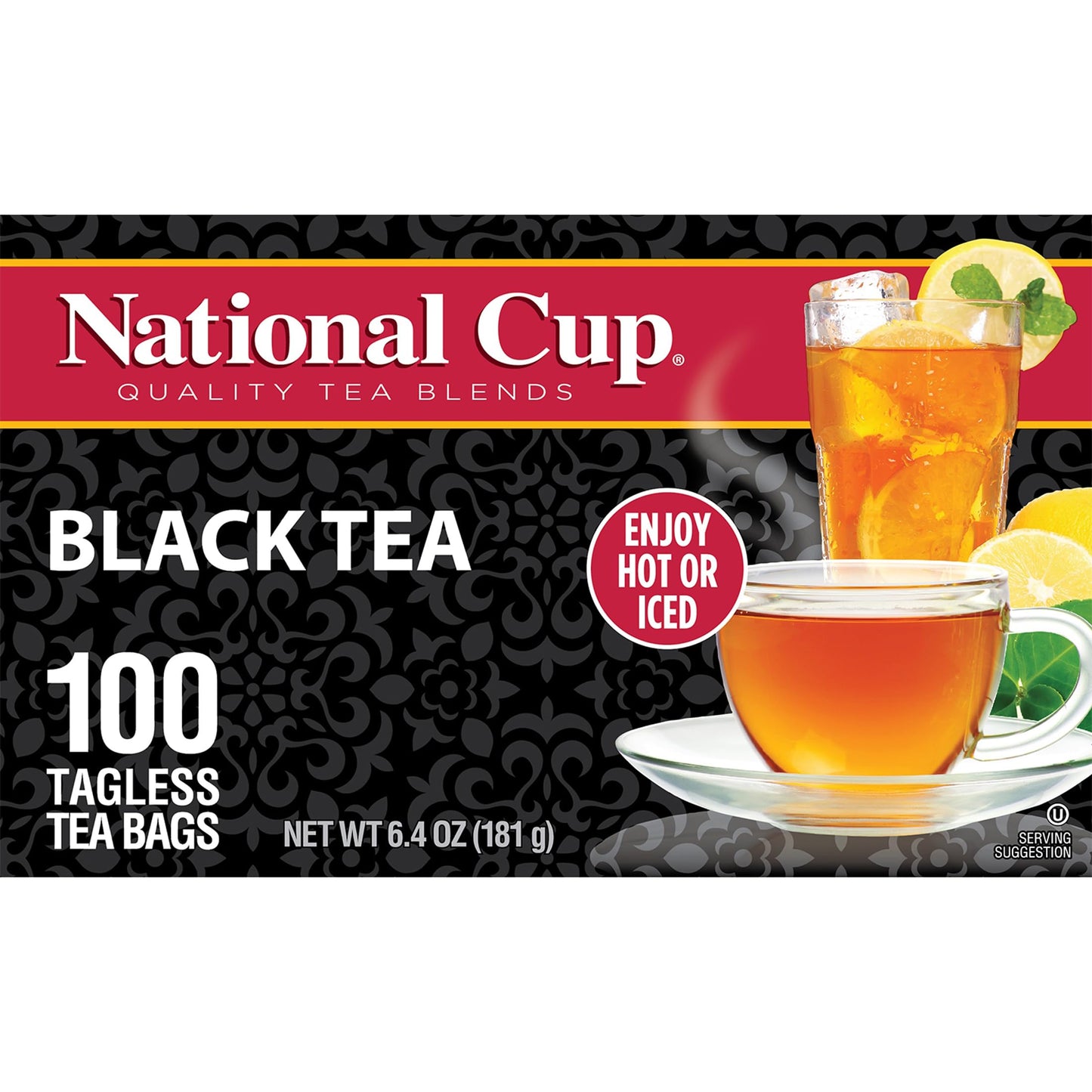 National Cup Black Tea Blend Flavourful, Smooth, Robust Caffeinated Black Tea Made with Natural Ingredients 100 Tea Bags Pack of 2, Served Hot or Iced