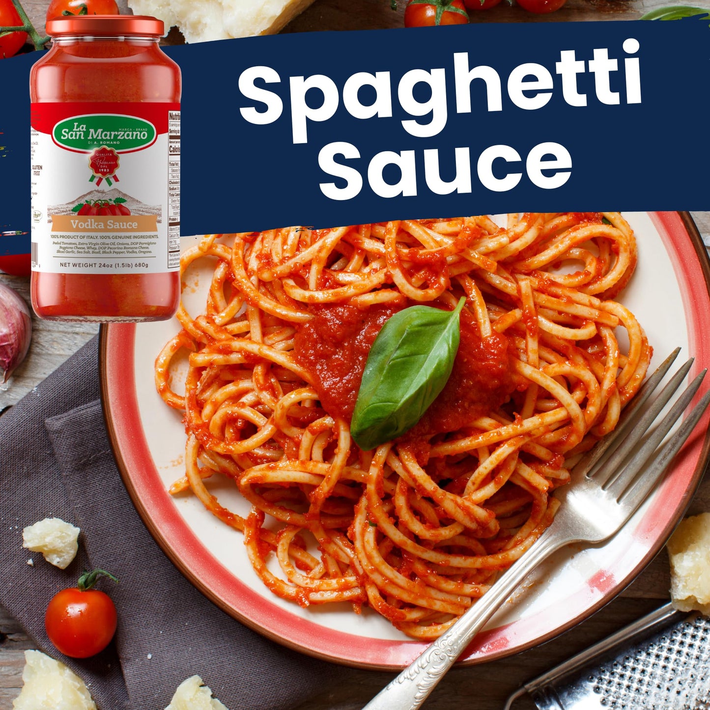 La San Marzano Vodka Sauce, 24 oz, Pasta Sauce Made in Italy, All Purpose Tomato Premium Quality, All Natural, Non GMO, Gluten Free
