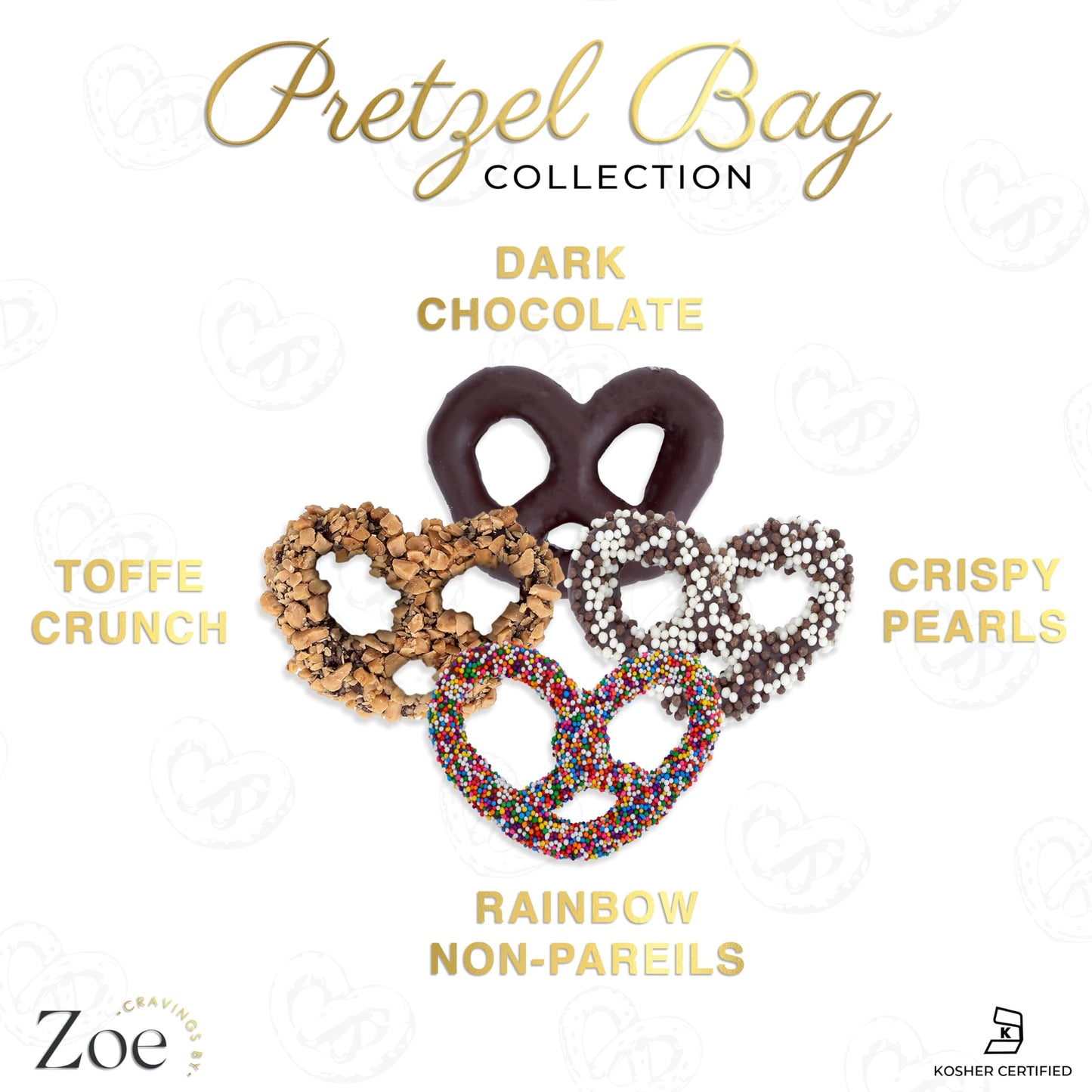 CRAVINGS BY ZOE Valentines Day and Birthday Chocolate Covered Pretzels Gift Bag 8 oz | Gourmet Kosher Milk & Dark Belgian Chocolate Candy Food Gift