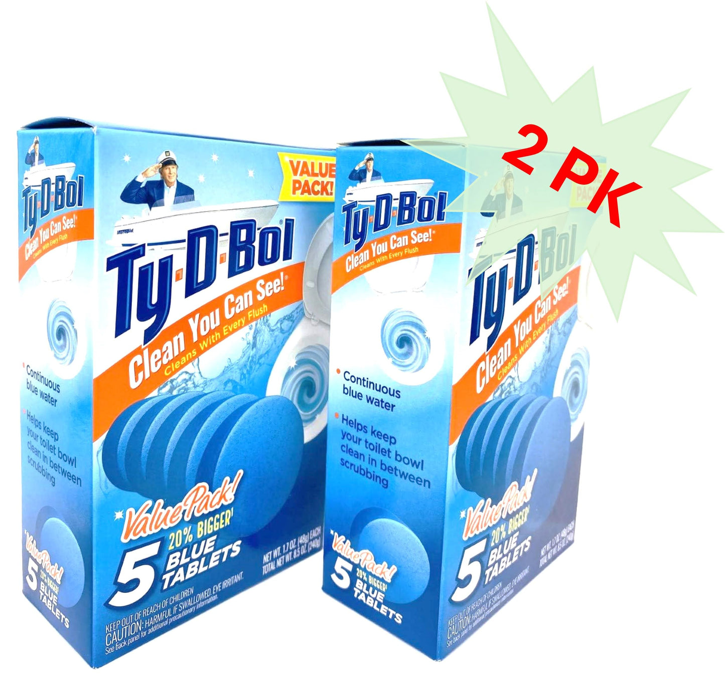 Ty D BOL Toilet Cleaning Tablets with Continuous Blue Spruce Scent keeps Toilets Smelling fresh and clean 10 tabs (2-5 Count Packs) (Blue Spruce)
