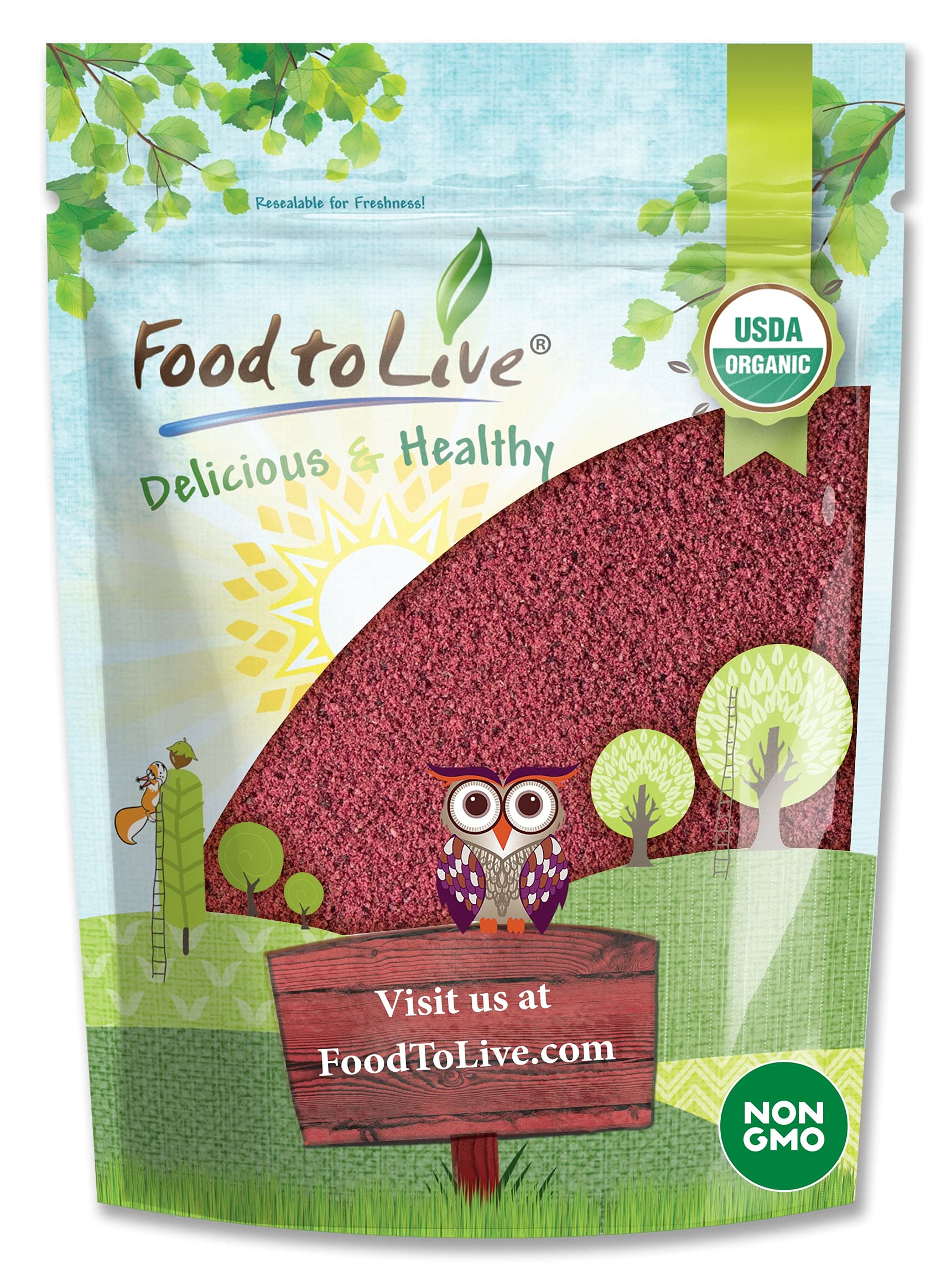 Food to Live Organic Blueberry Juice Powder, 2 Pounds - Non-GMO, Unsulfured, Raw, Vegan, Bulk, Great for Juices, Smoothies, and Instant Breakfast