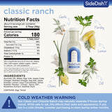 SideDish Classic Ranch Dressing - Seed Oil Free, Dairy Free & Gluten Free Salad Dressing w/Avocado Oil - Sugar Free, Low Sodium Healthy Ranch Dressing
