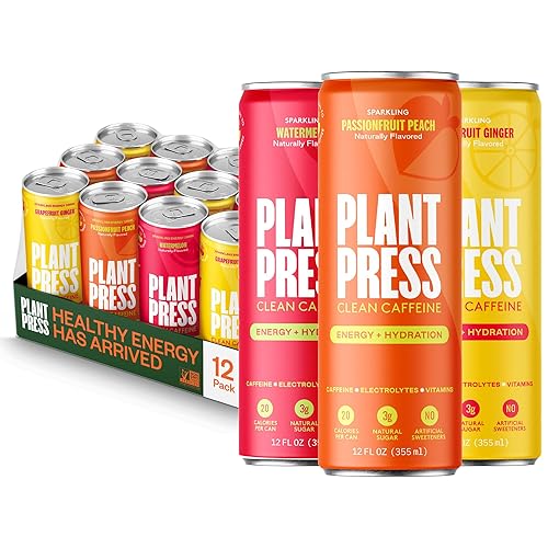 Plant Press - Organic Energy Drink, 100 mg Caffeine Clean Coffee Alternative, Full Range of Vitamins, Electrolytes, No Sugar Alcohols, No