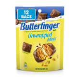 Butterfinger Unwrapped Minis, Bulk 12 Bags, Chocolatey, Peanut-Buttery, Resealable Bag, 8 oz Each