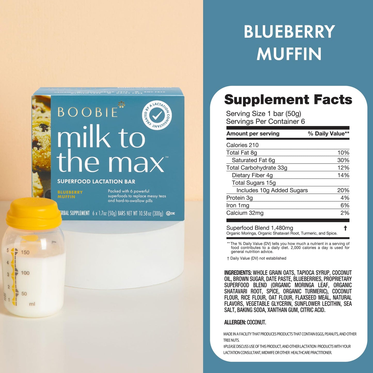 Boobie Bar Superfood Lactation Bar Variety Pack, Lactation Snacks for Breastfeeding Moms to Increase Milk Supply, Fenugreek-Free, Gluten-Free