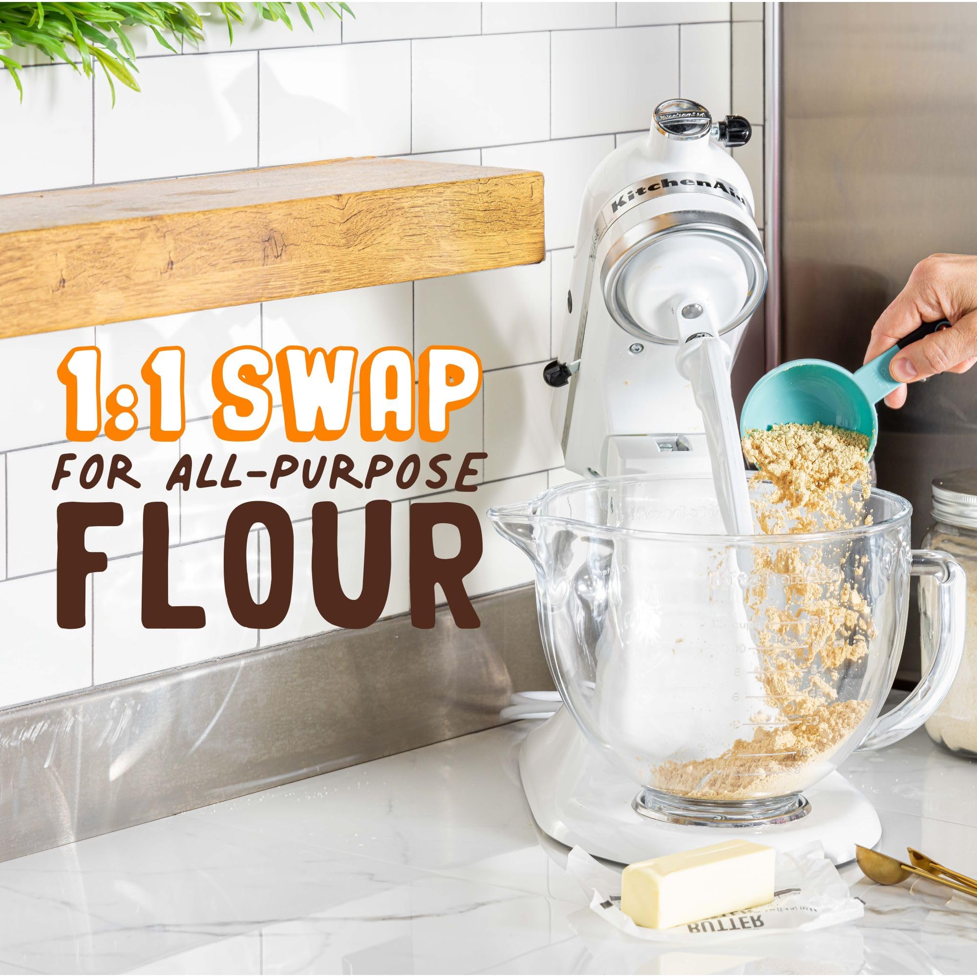 PBfit Peanut Flour Baking Blend - Gluten Free & Non GMO - 11g Protein per Serving 10% DV - 80% Less Fat than Almond Flour - 1 to 1 Swap for White