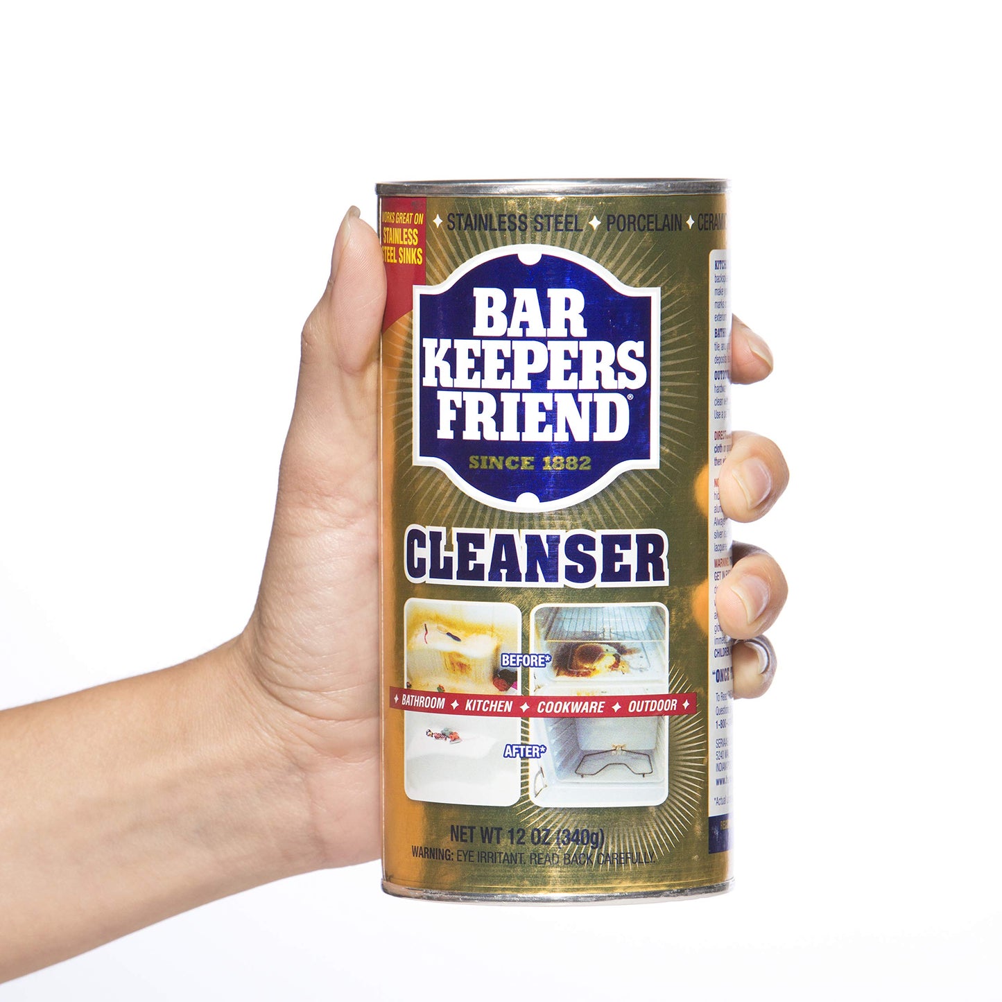 Bar Keepers Friend Powder Cleanser (12 oz - 4-pack) - Multipurpose Cleaner & Stain Remover - Bathroom, Kitchen & Outdoor Use - For Stainless Steel