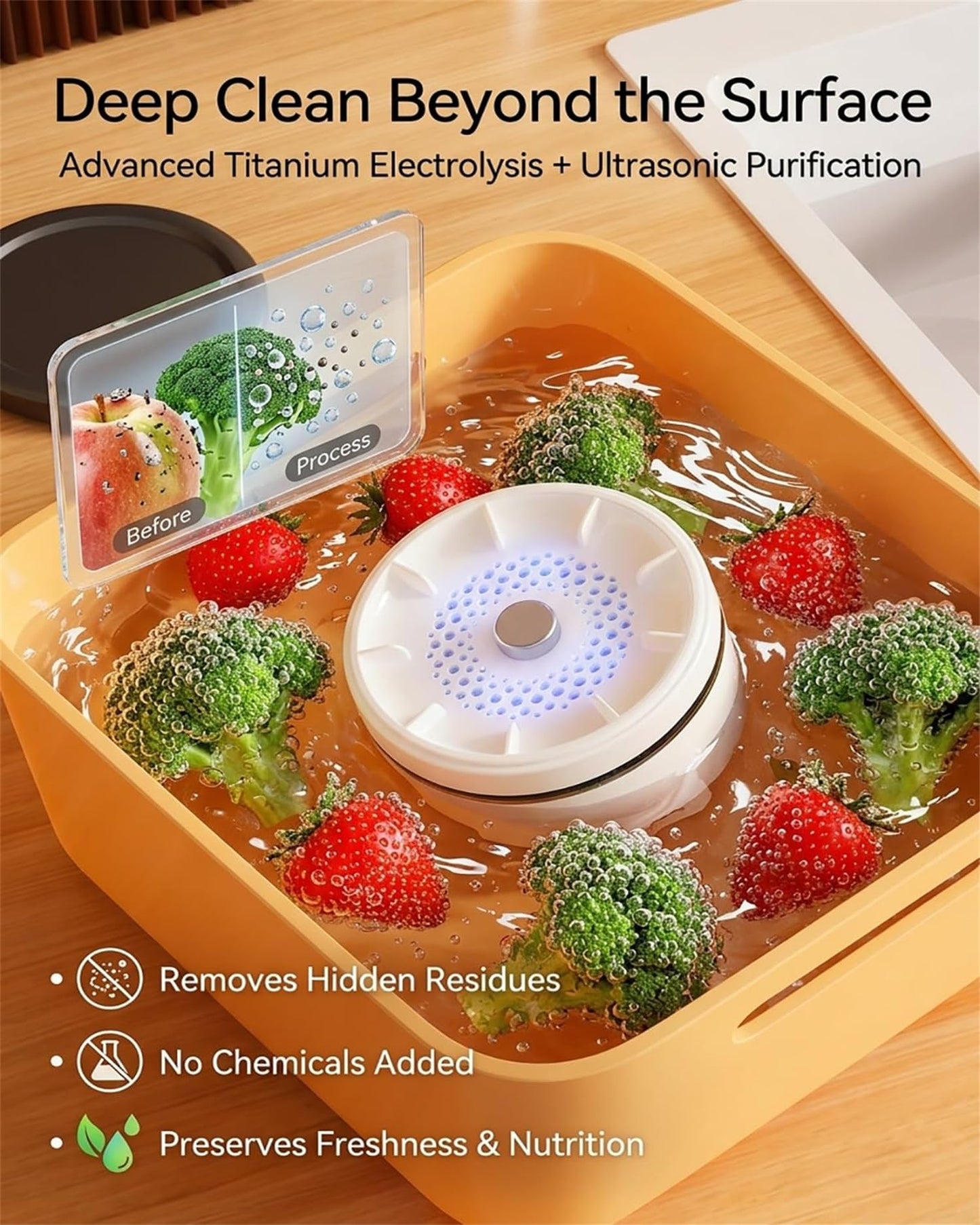 EASLIF Fruit and Vegetable Washing Machine, 2026 New Wireless Waterproof Fruit & Vegetable Cleaner Device, Titanium Electrolysis Automatic Veggie