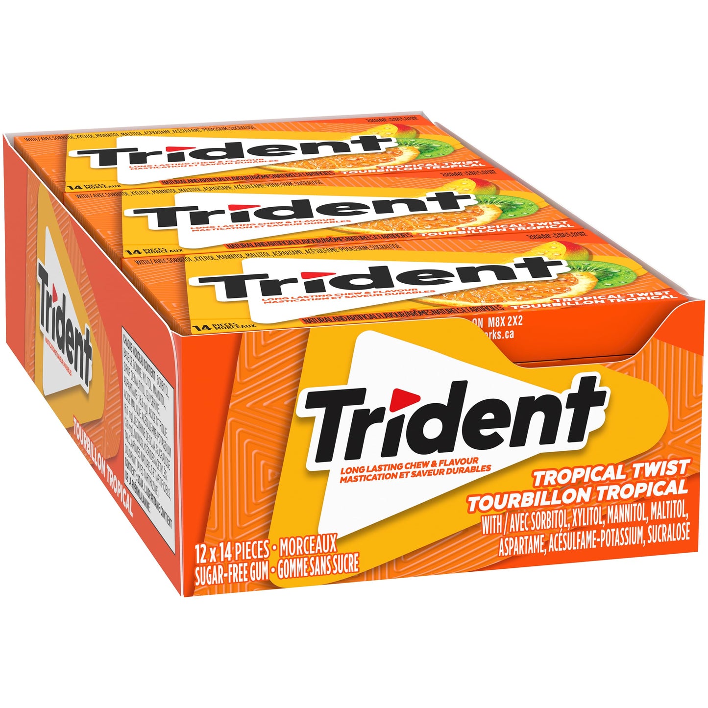 Trident Sugar Free Tropical Twist Gum Superpak, 12 Pack (14 Pieces Each) {Imported from Canada}