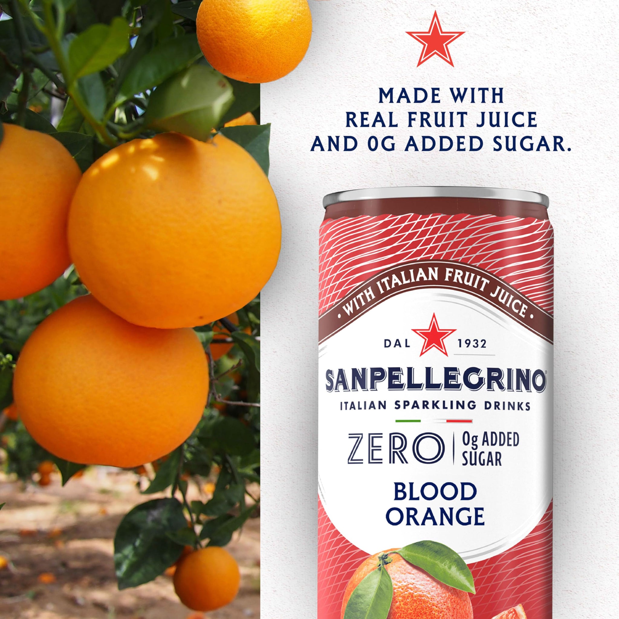 Sanpellegrino Zero Grams Added Sugar Pomegranate & Orange Italian Sparkling Drink, 24 Pack Of 11.15 Fl Oz Cans, Sanpellegrino Italian Sparkling