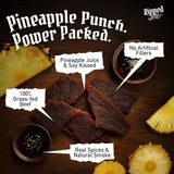 Ripped Beef Jerky - 100% Grass Fed Beef, 20g Protein, Real Ingredients, Gluten Free, No MSG, Made in USA (Pack of 3, Pineapple)