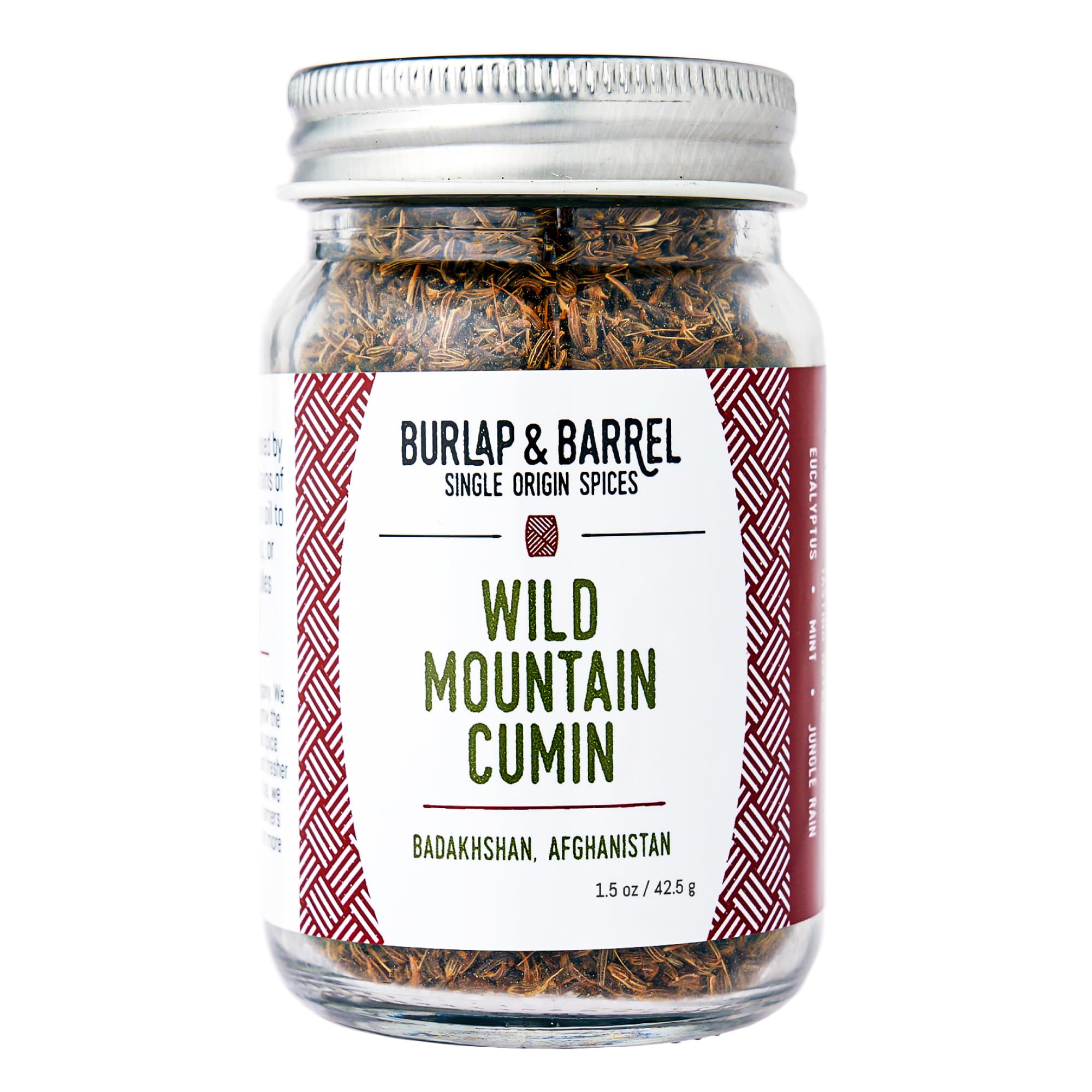 Burlap & Barrel Wild Mountain Cumin - Savory, Aromatic, and Bright Umami Flavor - Whole & Ground Cumin Seeds - As Seen On Shark Tank - 1.8oz Glass Jar