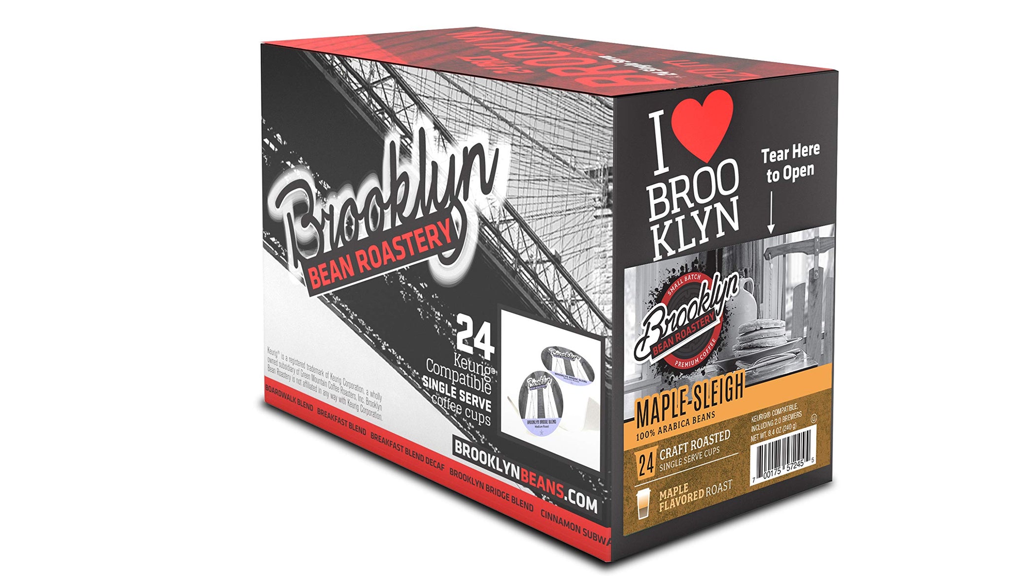Brooklyn Beans Flavored Coffee Pods, Compatible with K Cup Brewers Including 2.0, Maple Sleigh, 24 Count