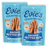 Evie's Brown Butter Rum Pecans - Roasted Texas Pecan Snacks - Healthy, Non-GMO, Gluten-Free and Vegan - 3 Oz, 2-Pack - Made-in-the-USA