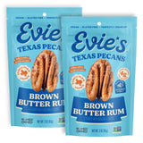 Evie's Brown Butter Rum Pecans - Roasted Texas Pecan Snacks - Healthy, Non-GMO, Gluten-Free and Vegan - 3 Oz, 2-Pack - Made-in-the-USA