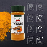 Badia Organic Turmeric Powder, 2 oz - Rich in Curcumin, Perfect for Cooking, Smoothies & Wellness