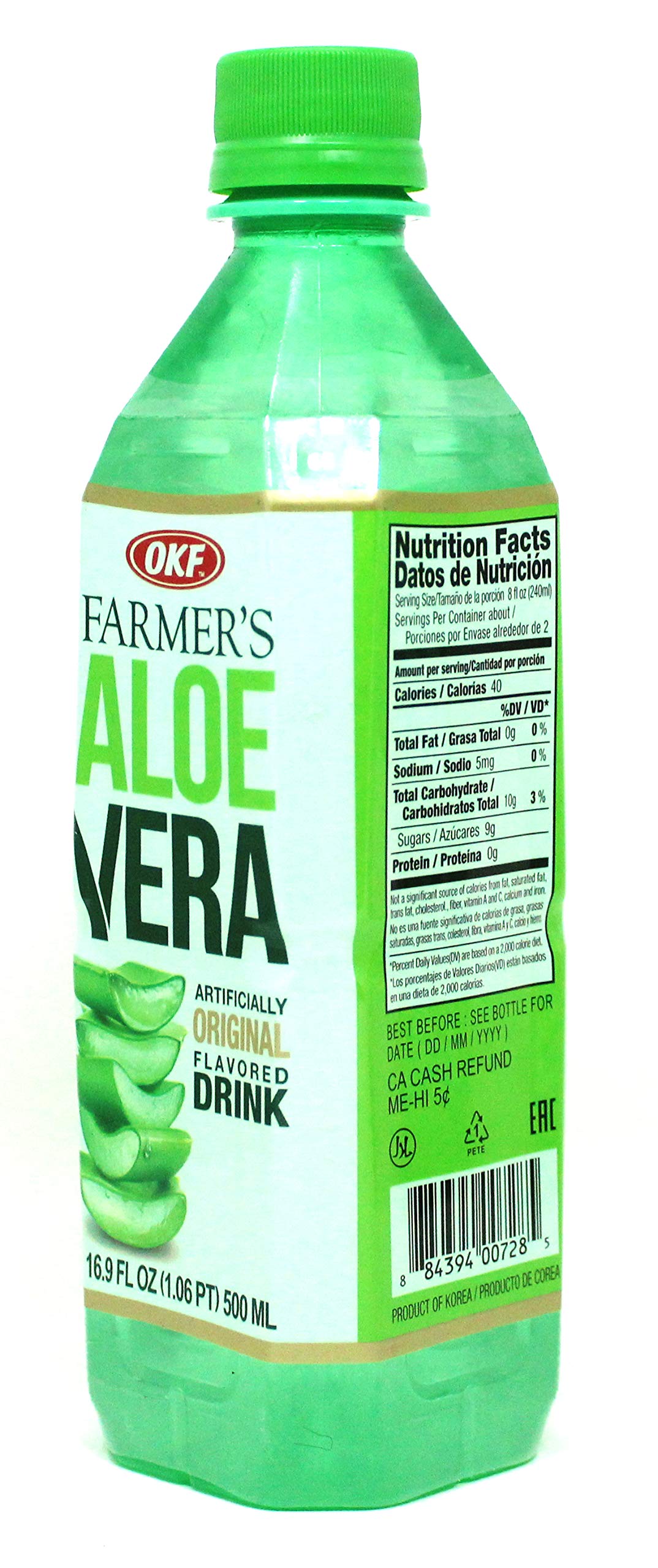 OKF Farmer's Aloe Vera Drink, Original, 16.9 Fluid Ounce (Pack of 12)