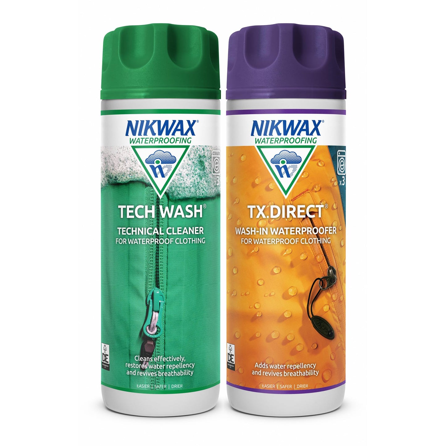 Nikwax Hardshell Cleaning & Waterproofing Duo-Pack, 300ml, Cleans and Restores Water Repellency on Jackets, Rain, Ski, and Snow Gear, Outerwear, Safe