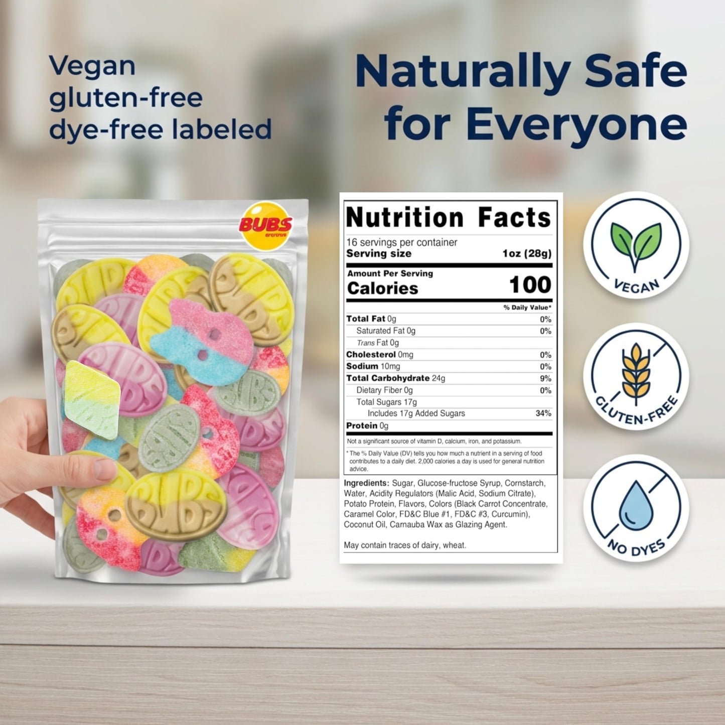 BUBS Swedish Candy Mix 1 lb - Authentic Sweet and Sour Swedish Gummies - Gelatin-Free Vegan Gummy Candy Assortment, Imported from Sweden - Foam Candy