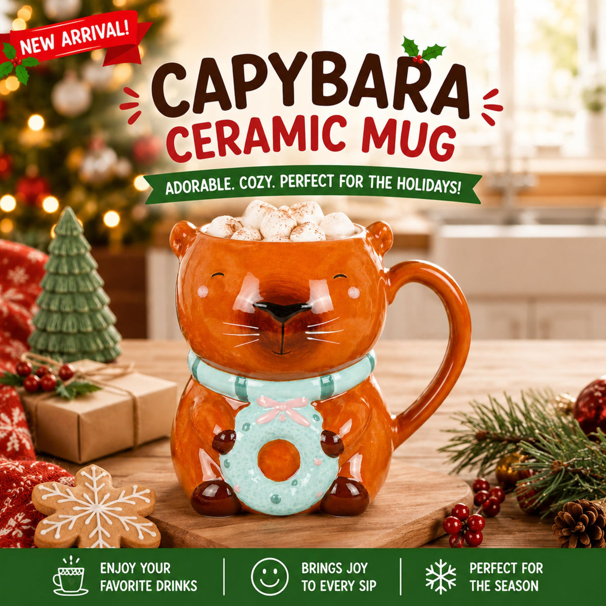 Capybara Mug & Hot Chocolate Gift Set - Cute Capybara Collectible Mug, 20g Hot Chocolate Mix. Perfect Present Christmas Stocking Fillers Gifts