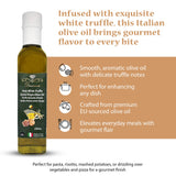 Diamante Italy White Truffle Extra Virgin Olive Oil - White Truffle (Tuber magnatum Pico) Gourmet Oil for Dressing, Seasoning, Marinade & Drizzle
