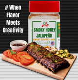 GEENAFOODS SMOKY HONEY JALAPENO GILL RUB flavorful blend Powder with pure Jalapeno powder and and Dehydrated honey ,Sweet Heat for chicken , meat