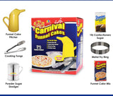 Fun Pack Foods - Funnel Cake Kit Deluxe Bundle- Includes Funnel Cake Mix, Ring, Shoreline Products Sugar Dredge, 1lb Confections Sugar, and Bonus 13.5oz Box of Funnel Cake- Makes 28-32 Funnel Cakes