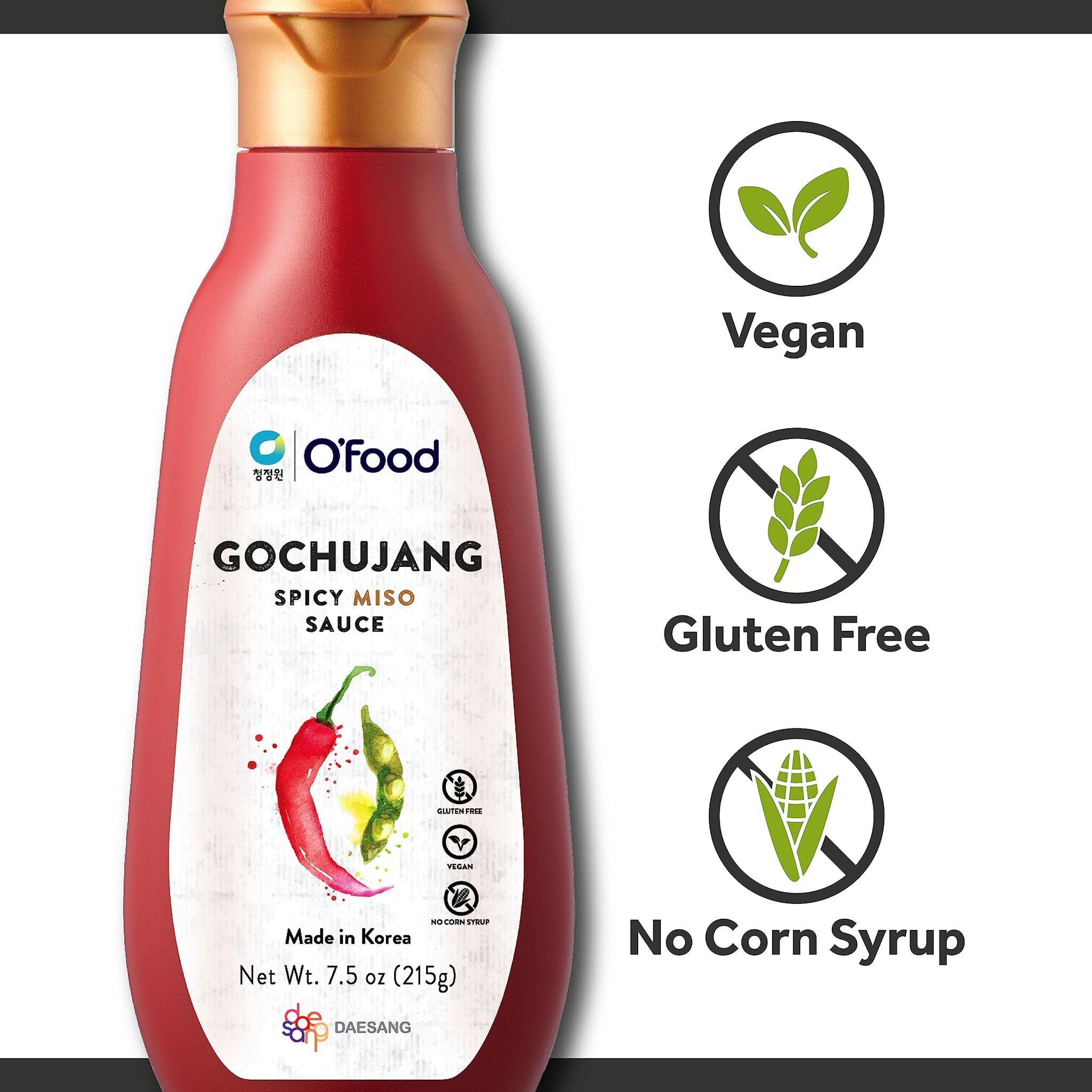 Gochujang Korean Chili Sauce [7.5 oz | Pack of 2] [Spicy Miso] - Medium Hot Squeeze Bottle | Korean Hot Pepper Paste Sauce for Bibimbap, Tteokbokki