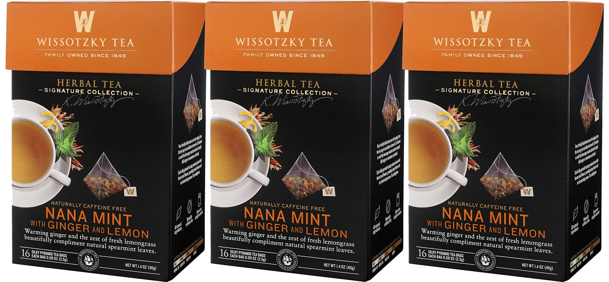 Wissotzky the Signature Collection Tea, Nana Mint with Ginger And Lemon, 16 Count (Pack of 6) by Wissotzky Tea